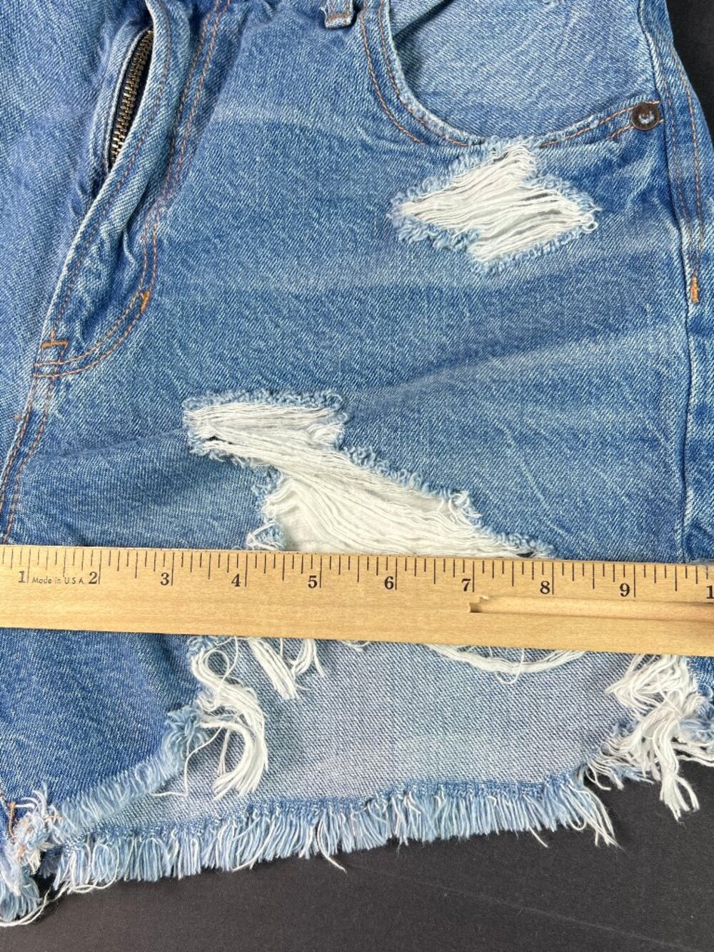 American Eagle Short Women 28* 90s Boyfriend High Rise Blue Cut Off  Jort Tag 8 - Picture 14 of 16